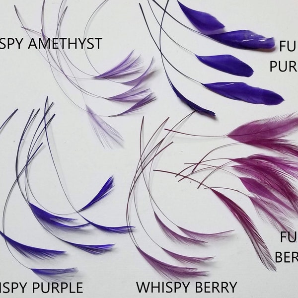 PICK YOUR PURPLE Loose Stripped Coque "Eyelash" Feathers for Millinery & Fascinators, Costumes and Jewelry, Assorted Mix Sets
