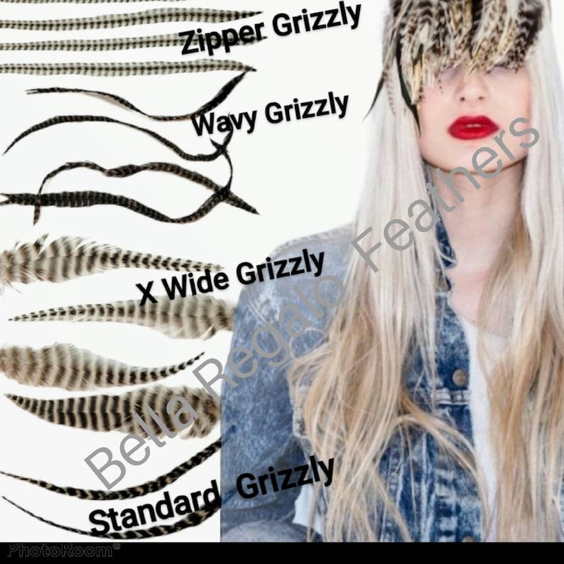 LOOK GOAL 3 Euro Feathers + 3 Beads, Premium Hair Feather Extensions Pick Color Length image 4