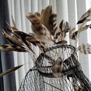 UNIQUE CHINCHILLA &quot;EYELASH&quot; Feather Fringe, Costume Collar Cuff Capelette Fursuit, Stripped Natural Coque Millinery Feathers