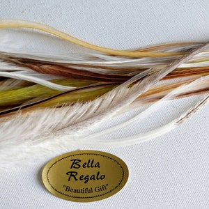 BOHO IVORY Thick Feather Hair Extensions PLUS 3 Free Beads, Natural Feathers, Boho Chic Long Wide Hair Feather Extensions Salon Quality