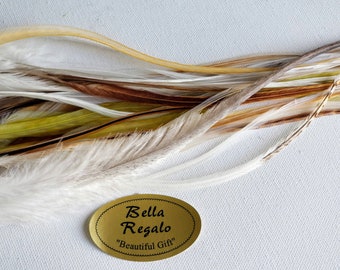 BOHO IVORY Thick Feather Hair Extensions PLUS 3 Free Beads, Natural Feathers, Boho Chic Long Wide Hair Feather Extensions Salon Quality
