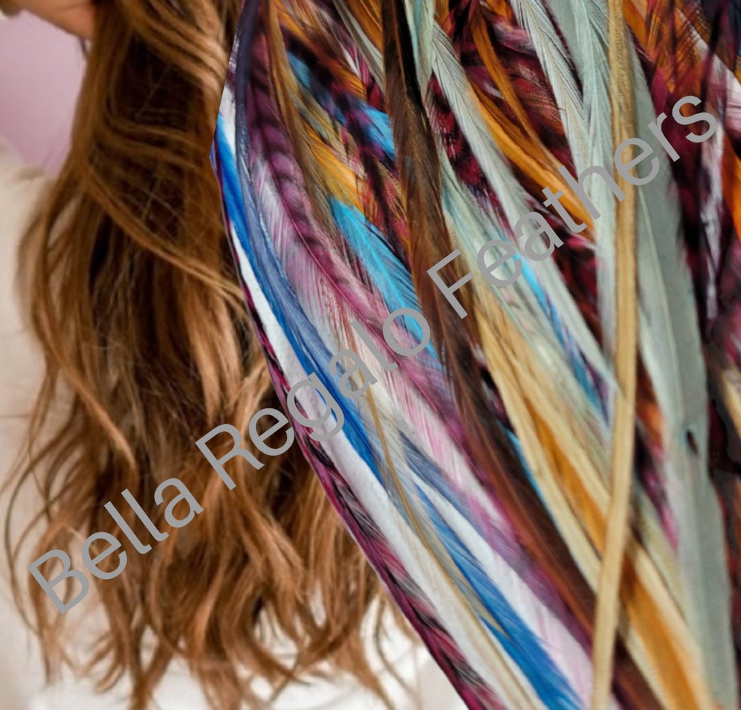 Hair Feathers Feather Extensions pastel Pink, Purple, Blue Frosted