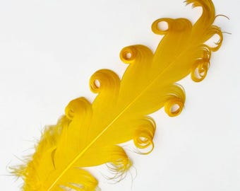 Pumpkin Orange Nagorie Curled Goose Satinette Feathers 6-7 Inch Millinery Craft