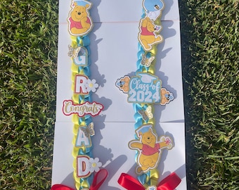 Pooh Bear Graduation Lei/ Pooh Bear Ribbon lei/ Grad Gifts/ Congrats Grad/ 2026 Grad/ 2026 Senior/ Class of 2026/ Graduation Lei