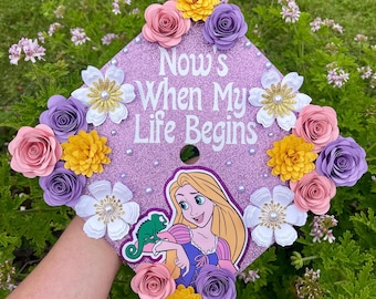 Princess Rapunzel Graduation Cap Topper/Princess Grad Cap/Graduation Cap/ Custom Flower Grad Cap/ Grad Cap Topper/ Custom Grad Cap