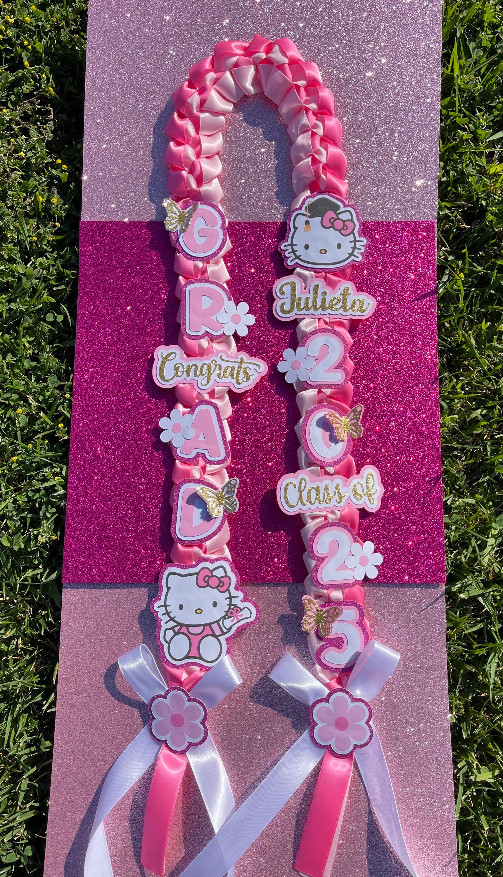 Cute Kitty Graduation Lei/ Pink Kitty Ribbon Lei/ Grad Gifts