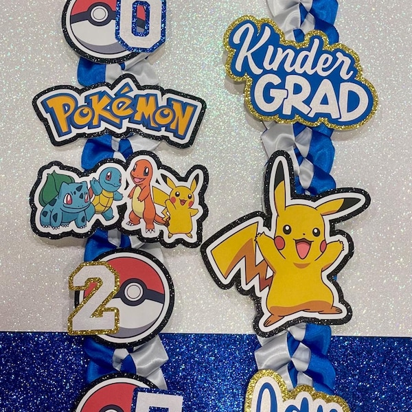 Pokemon Graduation Lei/ Pikachu Ribbon Lei/ Grad Gifts/ Congrats Grad/ 2026 Grad/ Pre-K Grad/ Kinder Grad/Class of 2026/ Graduation Lei