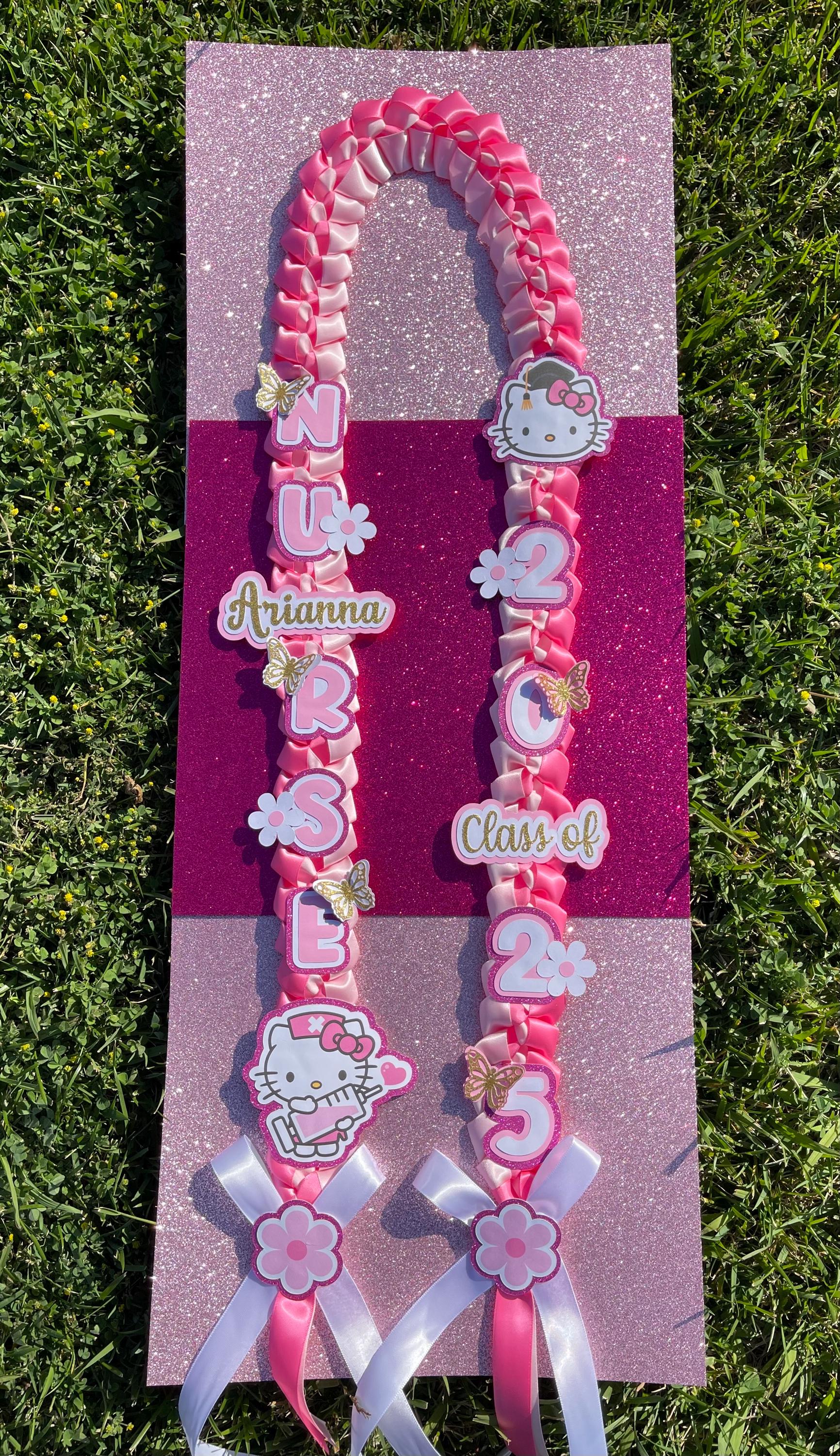 Hello Kitty Graduation Lei/ Pink Cute Kitty Ribbon Lei/ Grad Gifts