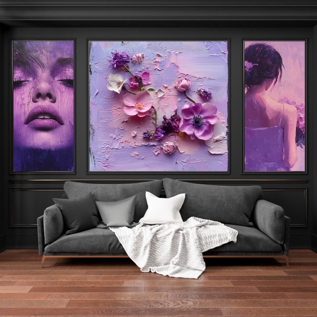 Dreamy Purple and Pink Wall Art Set | Cute Wall Art Set | Stunning ...