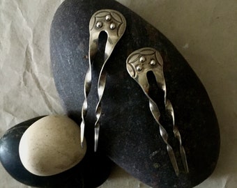 Pair of Vintage Navajo Sterling Silver Hairpins