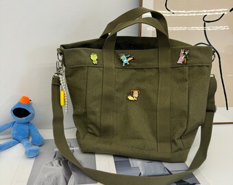 Sac en toile grande capacité multi-poches/sac à dos minimaliste pour étudiant/sac à main/sac à bandoulière pour femme/sac à bandoulière/sac de transport/cadeau pour elle
