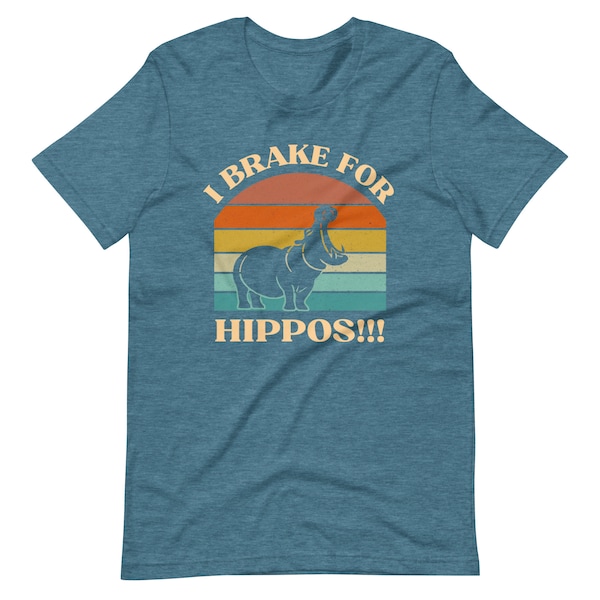 Hippo TShirt - Vintage Unisex Tee - Teal, Gray, Blue, and Pink