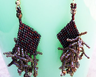 Frilly Root Beer Fringe Earrings, reduced in price from 23 to 12!