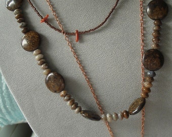Autumn Trio Necklace with vintage goodies