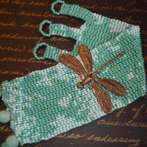 Cloudy With A Chance Of Dragonflies Beadwoven Cuff Bracelet image 3