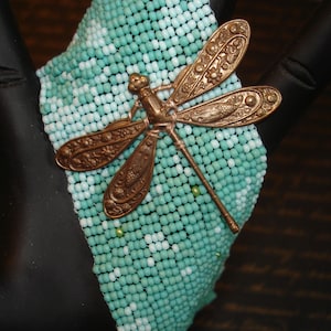 Cloudy With A Chance Of Dragonflies Beadwoven Cuff Bracelet image 1