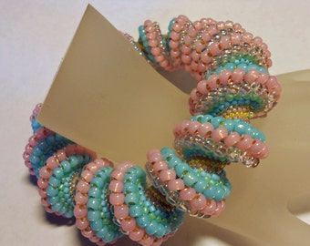 Cotton Candy Swirl Cellini Beadwoven Bracelet Bangle