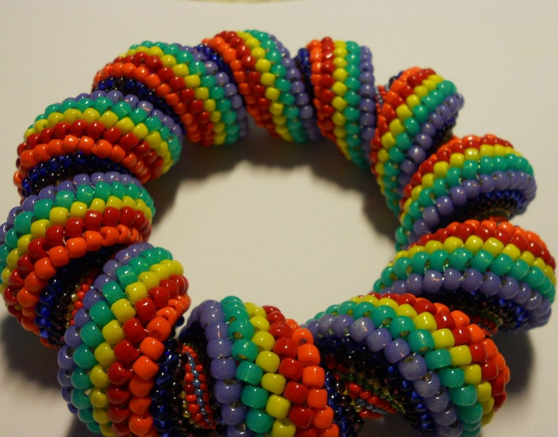 Carnival Candy Cellini Swirl Bangle Beadwoven Bracelet Etsy
