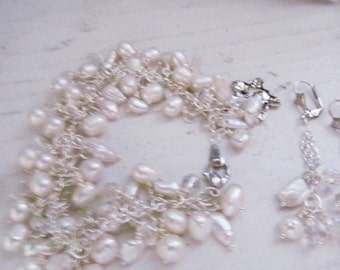 Sunny Beach Delights  Pearl charm bracelet and earrings wedding, perhaps?