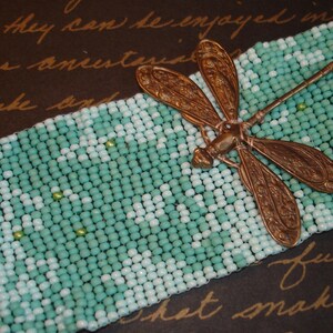 Cloudy With A Chance Of Dragonflies Beadwoven Cuff Bracelet image 4