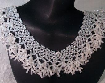 First Frost, Netted and Coral Fringed Necklace  Free Shipping