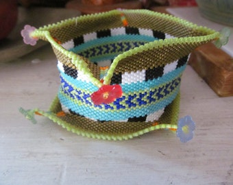 Spring Blossoms Contemporary beadwork beadwoven Bracelet