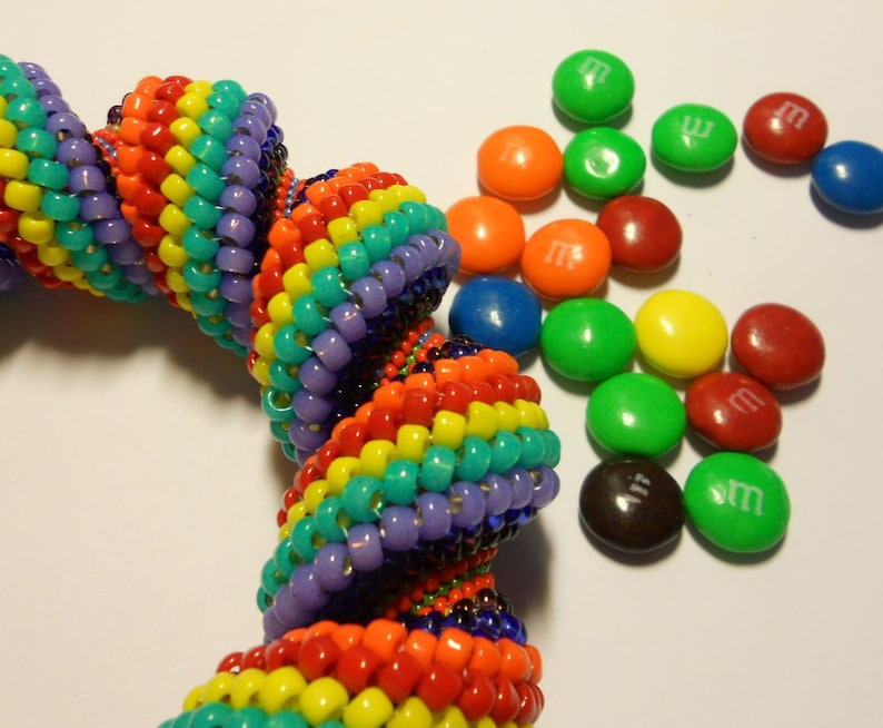 Carnival Candy Cellini Swirl Bangle Beadwoven Bracelet Etsy