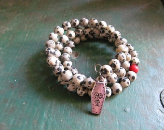 Leopardskin Beads Memorywire bracelet, Halloween, Day of the Dead
