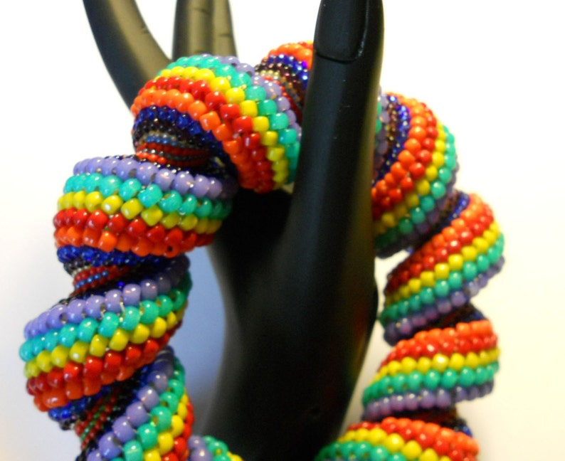 Carnival Candy Cellini Swirl Bangle Beadwoven Bracelet Etsy