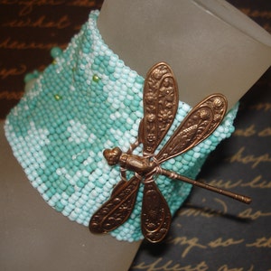 Cloudy With A Chance Of Dragonflies Beadwoven Cuff Bracelet image 2