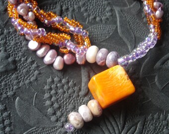 Tangerine and Hydrangea Drop Bracelet price reduced