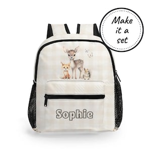 Mochila personalizada para niños pequeños con nombre personalizado, mochila escolar con animales del bosque para niños, linda mochila para bebé, cartera para jardín de infantes, el mejor regalo de cumpleaños