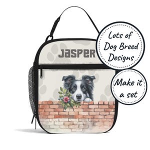 Sac à lunch isotherme avec nom personnalisé pour enfants avec motif chien, boîte à lunch refroidisseur de nourriture personnalisée, fourre-tout à collation pour bébés et tout-petits, cadeau d'anniversaire pour garçon