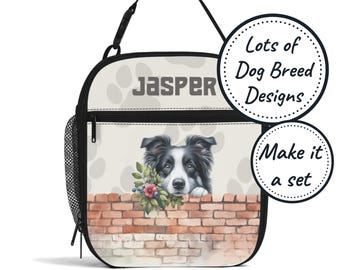 Bolsa térmica personalizada para el almuerzo con nombre y diseño de perro para niños, lonchera térmica personalizada, bolsa para refrigerios de bebés y niños pequeños, regalo de cumpleaños para niño