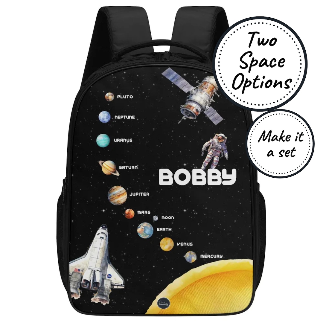Personalised Solar System Backpack With Custom Name, Kids Planet School ...