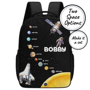 Personalised Solar System Backpack with Custom Name, Kids Planet School Bag, Toddler Canvas Rucksack, Boys Kindergarten Book Bag, Best Gift
