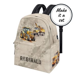 Sac à dos personnalisé pour tout-petit avec nom personnalisé, cartable de véhicule de construction pour enfants, joli sac à dos en toile, cartable Best Boys Kindergarten