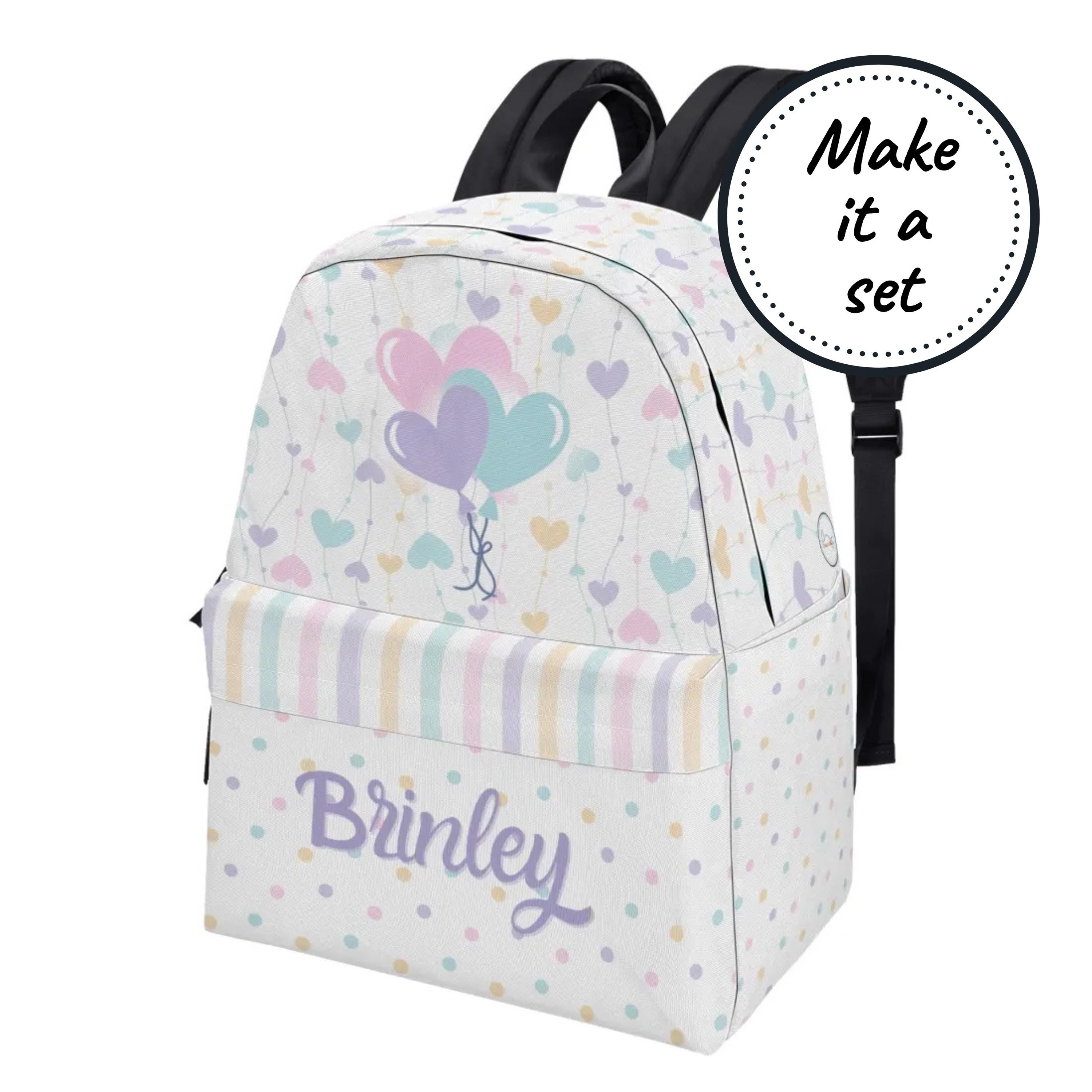 Chic Striped Backpack with Heart Accents Heart Backpack - Etsy UK main image 3