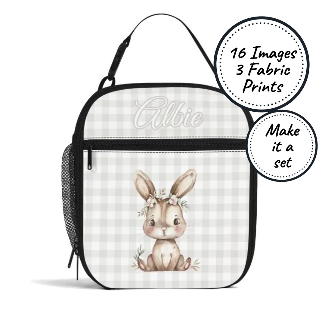 Custom Name Insulated Lunch Bag for Kids With Boho Rabbit, Personalized ...
