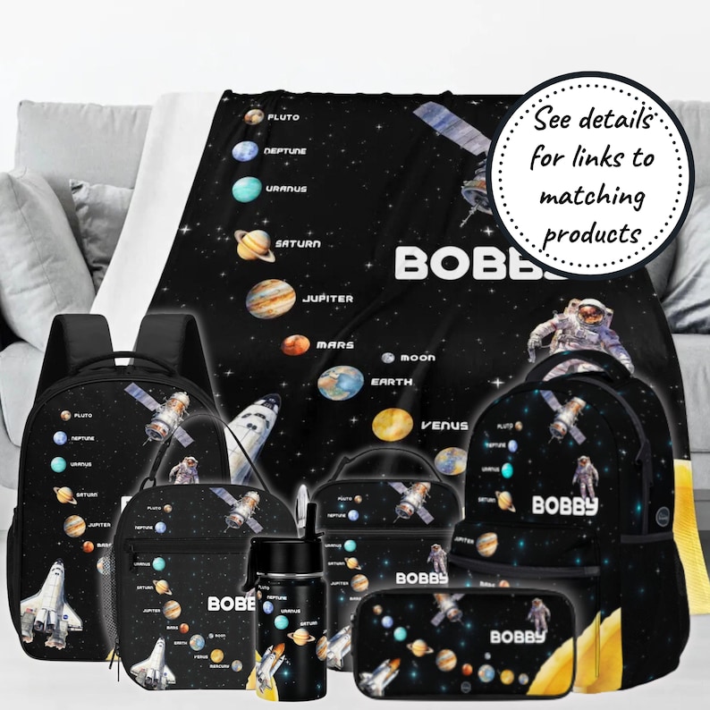 Personalised Solar System Backpack With Custom Name, Kids Planet School ...