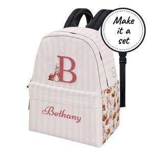 Mochila personalizada para niños pequeños con monograma y nombre personalizado, mochila escolar con inicial de conejo, linda mochila de lona para guardería, la mejor mochila.