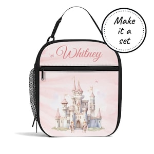 Sac à lunch isotherme avec nom personnalisé pour enfants avec princesse rose, boîte à lunch isotherme personnalisée, cadeau d'anniversaire fille fourre-tout à collation pour bébé et tout-petit