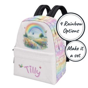 Mochila arcoíris para niñas con nombre personalizado, mochila con flores personalizada, mini mochila para guardería, el mejor regalo de cumpleaños o Navidad.