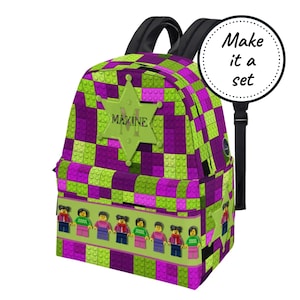 Sac à dos personnalisé pour tout-petit avec monogramme et nom personnalisé, cartable pour enfant Bricks, joli sac à dos en toile, meilleure sacoche pour la maternelle