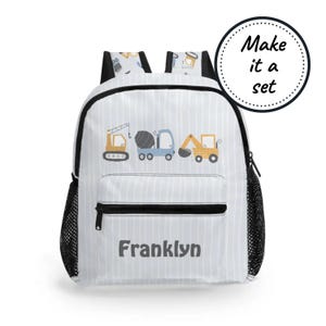 Sac à dos personnalisé pour tout-petit avec nom personnalisé, cartable de véhicule de construction pour enfants, sac à dos mignon pour bébé, cartable Best Boys Kindergarten
