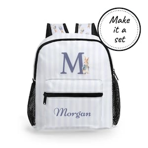 Sac à dos personnalisé pour tout-petit avec nom et monogramme personnalisés, cartable lapin bleu pour enfants, sac à dos mignon pour bébé, cartable Best Boys Kindergarten