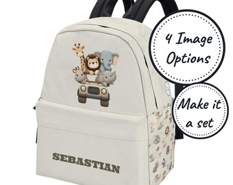 Personalized Toddler Backpack with Custom Name, Kids Animal School Bag, Cute Canvas Rucksack, Boys Kindergarten Satchel Best Birthday Gift