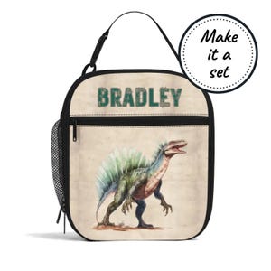 Sac à lunch isotherme personnalisé pour enfants avec dinosaure Trex, boîte à lunch isotherme personnalisée, fourre-tout à collation pour bébés et tout-petits, cadeau d'anniversaire pour garçon