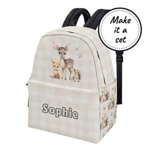 Sac à dos personnalisé pour tout-petit avec nom personnalisé, cartable pour enfants avec animaux des bois, joli sac à dos en toile, meilleur cartable pour la maternelle, cadeau de Noël