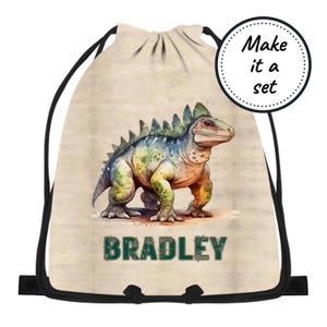 Sac à cordon personnalisé pour enfants avec dinosaures, sac garçon résistant à l'eau pour la plage, la natation, la danse, l'éducation physique et la gym, sac fourre-tout personnalisé pour livres de bibliothèque